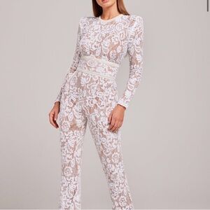 Nadine merabi white jumpsuit NWT missing belt